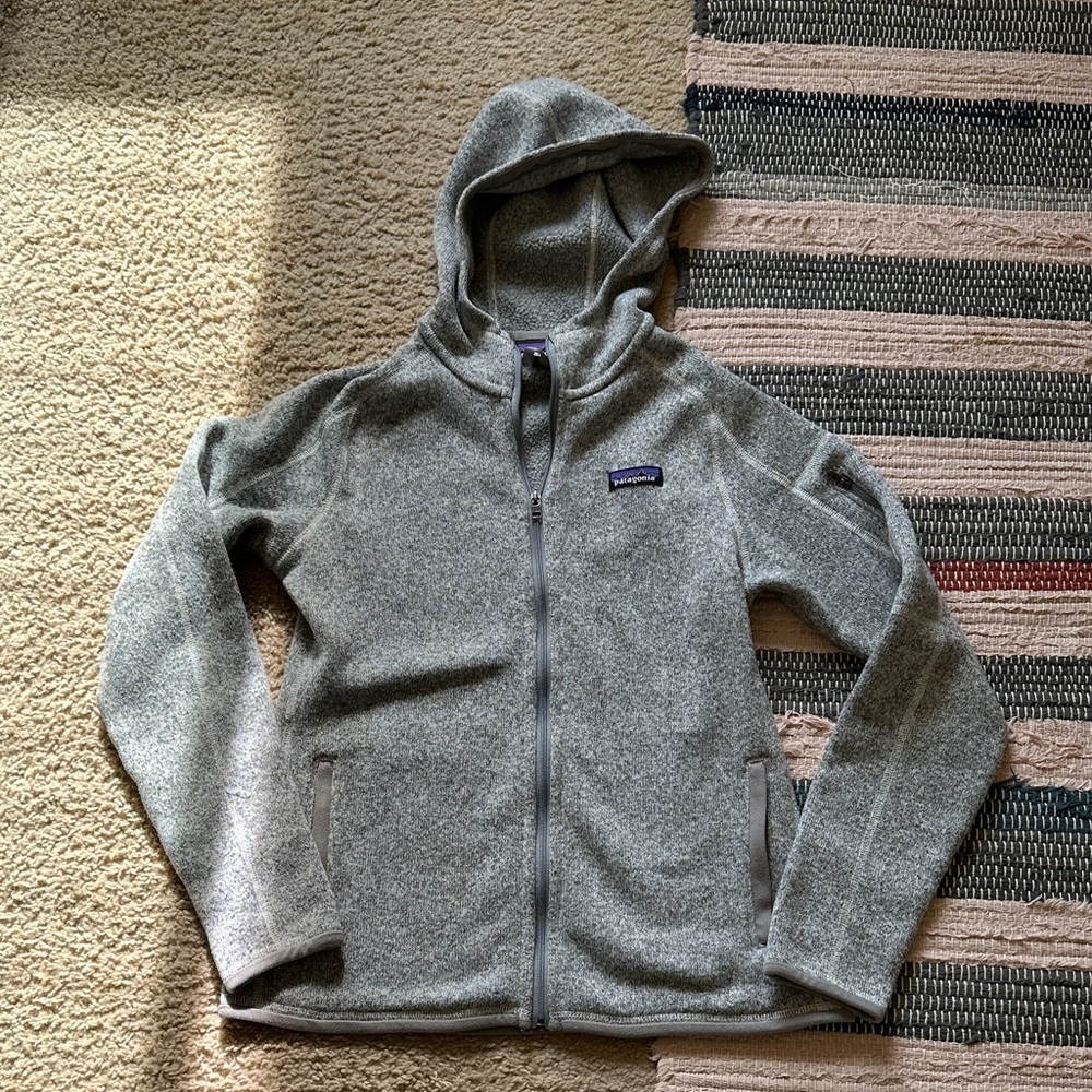 Patagonia Heather Gray Hooded Fleece Jacket